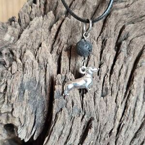 Dachshund Aromatherapy Lava Stone Necklace